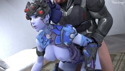 3d alternate_costume black_lily_widowmaker blackwatch_reyes blizzard_entertainment breasts doggy_style duo eyeless_male female gabriel_reyes lunar_new_year lunar_new_year_series male overwatch overwatch_2 reaper straight thordayo widowmaker year_of_the_dog