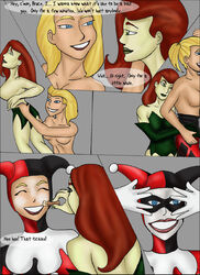 2girls applying_makeup arania batman batman:_the_animated_series batman_(series) blonde_female blonde_hair blue_eyes comic dc dc_comics dcau dialogue dick_grayson dressing female female_only gender_transformation green_eyes harley_quinn harley_quinn_(classic) harley_quinn_(dcau) mtf_transformation multiple_girls poison_ivy poison_ivy_(dcau) red_hair robin_(dc) robin_(dick_grayson) rule_63 speech_bubble the_new_batman_adventures transformation white_female