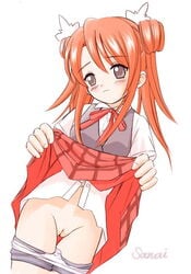 artist_request blush clothing mahou_sensei_negima! mei_sakura panties pussy shorts skirt skirt_lift tagme uncensored