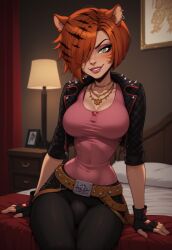 1futa 1futanari ai_generated ass big_ass big_breasts big_butt big_hips big_penis breasts cat_ears cat_girl cat_tail cleavage clothed clothing dick dickgirl eyebrows eyelashes futa_only futanari green_eyes grin grinning grinning_at_viewer hair hands-free huge_cock indoors lips long_hair looking_at_viewer makeup monster_girl monster_high narrow_waist narrowed_eyes nose orange_hair pants penis seducing seductive seductive_eyes seductive_gaze seductive_look seductive_mouth seductive_pose seductive_smile shirt slit_eyes smile smile_at_viewer smiley_face smooth_balls smooth_penis smooth_skin solo solo_dickgirl solo_focus solo_futa solo_futanari testicles toralei_stripe velonix