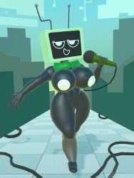 3d 3d_(artwork) 5_fingers antenna antenna_wire antennae areola areolae background barefoot big_ass big_breasts big_thighs black_arms black_body black_breasts black_legs black_skin block_head blushcrunch_studio bow_tie bowtie box_head breasts building buildings busty busty_female busty_girl dandy's_world dandys_world exposed exposed_ass exposed_breasts exposed_nipples exposed_pussy exposed_shoulders exposed_torso eyelashes glowing_nipples glowing_pussy green_areola green_bow green_bowtie green_face green_nipples high_quality holding_microphone holding_object inverted_nipples microphone microphone_tail microphone_wire mostly_nude mostly_nude_female naked naked_female nipples no_nipples no_toes nsfw nsfw_version nude nude_female null open_mouth posing posing_for_picture posing_nude poster pussy rec_room recroom robot robot_girl robot_humanoid screen screen_face self_upload sfw_version_available shaded simple_eyes simple_face syntholsoul textless textless_version thick_thighs thighs titties tv tv_face tv_head tv_screen tv_woman tvwoman vagina vee_(dandy's_world) wire wires