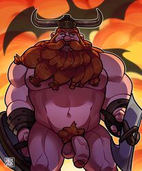 1boy axe balls ballsack bara beard beefy dilf facial_hair foreskin horned_helmet how_to_train_your_dragon human intact long_hair_male male male_nipples male_only male_pubic_hair masculine mature_male musclegut muscles muscular_male nude_male partially_retracted_foreskin penis pubes red_hair scrotum semi-erect smooth_skinned_male stoick_the_vast tehbluebubble testicles uncut veiny_penis viking viking_helmet