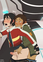 anal anal_sex black_hair blush brown_hair clothing cum cum_in_ass gay gay_pride holding_legs keith_kogane lance_mcclain moaning pale_skin penetration penis semen sex smiling smirking tan voltron voltron:_legendary_defender yaoi