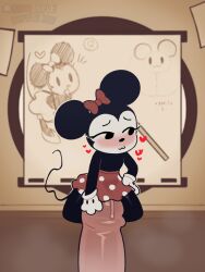 1girls alternate_version_available animate_inanimate animation_desk anthro blush bowtie disney drawing_(object) duo extreme_size_difference female furry gloves grinding_on_penis heart_symbol looking_away mickey_mouse_ears mini_mouse_(star_rifle) minigirl minnie_mouse mouse_ears mouse_tail penis polka_dot polka_dot_dress precum raffle_prize rubbing sex simple_eyes size_difference sketchbook smug smug_face squeezing star_rifle steam steamy straddling tail womb x-ray