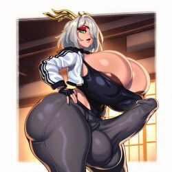 1futa 1girls 2d ai_generated areola_slip areolae ass balls big_ass big_balls big_breasts big_butt big_cock big_penis big_testicles big_thighs black_bra black_gloves bra breasts bubble_butt bulge bulge_through_clothing bulge_under_clothes cleavage cock covered_testicles erection erection_under_clothes eyeshadow fingerless_gloves foxes_inn futa_only futanari gigantic_balls gigantic_breasts gigantic_testicles gloves green_eyes grey_hair hair_over_one_eye hand_on_own_hip horns huge_ass huge_balls huge_breasts huge_butt huge_cock huge_testicles jacket large_ass large_balls large_breasts large_butt large_cock large_penis large_testicles large_thighs leotard lipstick looking_at_viewer makeup massive_ass massive_balls massive_breasts massive_butt massive_cock massive_penis massive_testicles open_clothes open_jacket open_mouth original original_character pants penis penis_bulge red_eyeshadow short_hair solo solo_futa testicles thick_ass thick_butt thick_cock thick_penis thick_thighs thighs underwear