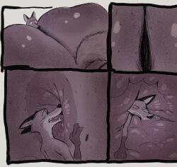alternate_view ambiguous_gender anal anal_vore anthro anus ass between_buttocks big_anus big_butt biped canid canine disney duo ears_back ears_up extreme_size_difference fluffy fluffy_tail fox fur grimace head_first head_in_anus hi_res huge_butt internal jojobiz licking mammal monochrome nick_wilde oral pivoted_ears raised_tail rimming sex simple_background size_difference submissive tail tongue vore zootopia