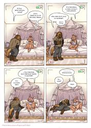 5_fingers anthro ass battery_life bed bedroom black_nose blush blush_lines bodily_fluids bottomless bottomless_anthro bottomless_female breasts brown_body brown_fur camera_view clothed clothed_anthro clothed_female clothed_male clothing comic dialogue digital_media_(artwork) duo english_text eva_(kantachibli) eyelashes female finger_fuck fingering fingering_self fingers fur furniture genitals gulonine hair hakan_(kantachibli) hi_res humanoid_genitalia humanoid_hands humanoid_vulva kantachibli lagomorph leporid male male/female mammal masturbation mustelid musteline on_bed perineum piercing pink_hair rabbit shirt sitting sitting_on_bed speech_bubble standing tan_body tan_fur text topwear tuft url vaginal_masturbation vaginal_penetration vulva wolverine