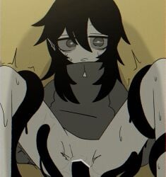 1girl 2026 backrooms backrooms_creature black_hair grey_eyes hatsune_miku hatsune_miku_(day_off) looping_the_rooms_(vocaloid) mv_character pussy tentacle tentacle_sex the_backrooms vocaloid voifoooork