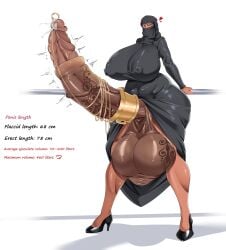 1futa balls_bigger_than_head balls_bigger_than_torso breasts_bigger_than_head erection futanari heart heels hijab huge_ass huge_cock hyper hyper_balls hyper_breasts hyper_legs hyper_penis looking_at_viewer massive_penis niqab penis_accessory penis_bigger_than_body penis_longer_than_knee solo_futa spotted tagme the_next3650 urethral urethral_beads urethral_insertion