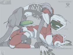 2robots badware badware_(die_of_death) cat_ear_headphones cuntboy/male cute die_of_death_(roblox) droid erection flexible foschae green_penis hard_penis holding_shoulders imminent_sex killdroid killdroid_(die_of_death) meme_in_the_background nude overheating penis penis_out pinned_down precum pussy red_body ribcage roblox roblox_game robloxian robot robot_pussy robots side_view sideview sweat tagme wholesome
