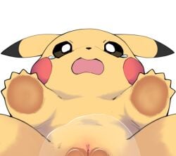 against_surface bodily_fluids female generation_1_pokemon genital_fluids genitals hi_res honeyu low-angle_view nintendo on_glass open_mouth pikachu pokemon pokemon_(species) solo tagme tears vaginal_fluids vulva wet
