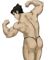 1boy 2019 aizenhower ass avatar_legends back back_muscles back_view bara big_ass big_butt black_hair black_thong black_underwear bodybuilder bolin breath closed_eyes closed_mouth color dat_ass digital_media_(artwork) eyes_closed flexing flexing_arms flexing_biceps flexing_both_biceps flexing_muscles hair_strand human human_only light-skinned_male light_skin male male_only mostly_nude muscle muscles muscular muscular_back muscular_male muscular_thighs nickelodeon pinup pose posing simple_background smooth_skin snorting solo solo_focus solo_male standing the_legend_of_korra thick_eyebrows thick_thighs thong thong_only topless uncensored underwear underwear_only url white_background