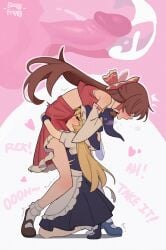 1futa 1girls 2025 blonde_hair blowjob brown_hair climax clothed clothing cum cum_in_mouth cum_through_clothes cum_through_clothing cum_through_skirt english_text erection erection_under_clothes female female_orgasm fully_clothed futa_on_female futa_orgasm futanari head_hug hugging_partner human inside_view internal_view intersex light-skinned_female light-skinned_futa light_skin marisa_kirisame orgasm penis penis_under_skirt reimu_hakurei sleepy_frippy standing team_shanghai_alice touhou x-ray