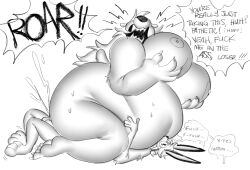 2026 anthro bear belly belly_smother big_breasts black_and_white bodily_fluids breasts cum cum_in_ass cum_inside dialogue dirty_talk dominant dominant_female duo ejaculation english_text eyewear female female_on_top female_penetrated genital_fluids glasses hi_res holding_breast huge_breasts lying male male/female male_on_bottom male_penetrating male_penetrating_female mammal monochrome nipples noelle_(twistcmyk) obese obese_anthro obese_female on_back on_bottom on_top overweight overweight_anthro overweight_female penetration polar_bear profanity roaring sex snackdumpster species_request straddling submissive submissive_male sweat text twistcmyk ursine verbal_degradation