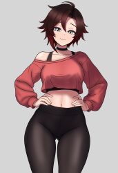 1girls black_hair black_hair_female bojack198 clothed_female red_highlights ruby_rose rwby silver_eyes solo_female