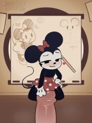 1girls alternate_version_available animate_inanimate animation_desk anthro blush bowtie disney drawing_(object) duo extreme_size_difference female furry gloves grinding_on_penis mickey_mouse_ears mini_mouse_(star_rifle) minigirl minnie_mouse mouse_ears mouse_tail penis polka_dot polka_dot_dress raffle_prize rubbing sex simple_eyes size_difference sketchbook smug smug_face squeezing star_rifle steam steamy straddling tail womb x-ray
