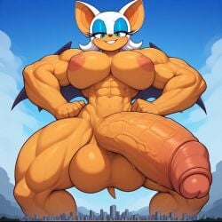 1futa ai_generated bat_wings beach drawn evil_grin futa_only futanari giantess green_eyes hands_on_hips light_skin micro_city milf_body mobian_(species) mobian_bat muscular_anthro muscular_arms muscular_body muscular_thighs nude_anthro pawg penis perchance_ai rouge_the_bat sega sonic_(series) sonic_the_hedgehog_(series) teal_eyes testicles towering voluptuous_female white_face