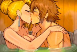 1woman1man ai_generated bimbo brown_hair_male closed_eyes crossover crossover_couple curvaceous_female deep_kissing dreson earrings fantasy fighting_game handsome hot_water kilik king_of_fighters kissing large_breasts making_love mature mature_(kof) namco namco_bandai partially_submerged passionate_kiss rocks scars scars_on_body sexual_intercourse sexy snk snk_playmore soul_calibur steam straight upper_body video_game_franchise video_games villainess_on_hero wet
