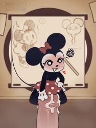 1girls alternate_version_available animate_inanimate animation_desk anthro blush bowtie cum disney drawing_(object) duo extreme_size_difference female filled_womb furry gloves grinding_on_penis mickey_mouse_ears mini_mouse_(star_rifle) minigirl minnie_mouse mouse_ears mouse_tail mouth_agape open_mouth penis polka_dot polka_dot_dress raffle_prize rubbing sex simple_eyes size_difference sketchbook smug smug_face squeezing star_rifle steam steamy straddling surprised tail womb x-ray