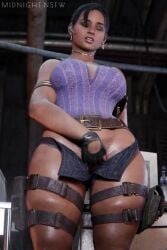 1girls 3d african african_female animated child_bearing_hips dark-skinned_female dark_skin fingering_self fingerless_gloves leather_gloves leg_holster masturbation midnightsfm moaning resident_evil rubbing_pussy sheva_alomar short_video shorter_than_30_seconds solo solo_female sound squirt squirting standing_masturbation tagme thick_thighs thighs video wide_hips