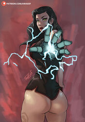 art_with_a_side_of_fries asami_sato ass avatar_the_last_airbender awasof black_hair brown_hair bubble_butt clothing electricity glove lightning medium_breasts nickelodeon the_legend_of_korra