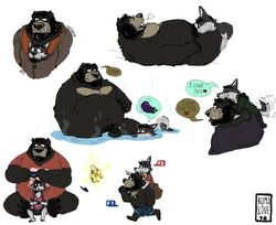 2019 anthro belly black_bear black_fur canid canine canis clothing controller cum domestic_dog dualshock_4 duo english_text erection fur game_controller grandbearkuma1 heart hoodie humanoid_hands male mammal moon_bear navel oral overweight overweight_male penis playstation playstation_4 playstation_controller sex shirt shorts simple_background sitting sony text tongue tongue_out ursid ursine video_games water wet white_background yaoi