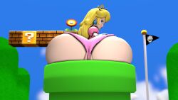 1girls 3d allstarman alternate_version_available ass ass_bigger_than_head ass_bigger_than_torso ass_focus big_ass blonde_hair crown dress earrings enormous_ass female female_focus female_only fire_flower flag_pole green_pipe hand_on_ass hand_on_hip hyper_ass long_hair looking_at_ass looking_back mario_(series) nintendo panties pink_dress pink_panties pipes princess princess_peach question question_block question_mark sfm solo solo_female source_filmmaker stuck stuck_in_pipe super_mario_bros. tagme warp_pipe yellow_hair