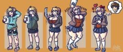 big_ass big_breasts big_thighs bluestarwishes chubby_female female love sayori_(doki_doki_literature_club) stomach transformation transformation_sequence