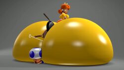 1boy 1girls 3d allstarman alternate_version_available ass_bigger_than_body ass_bigger_than_head ass_bigger_than_torso between_buttocks colossal_ass female hyper hyper_ass looking_back mario_(series) meat_wall_(body_type) object_between_buttocks princess_daisy sitting_on_person tagme toad toad_(mario)