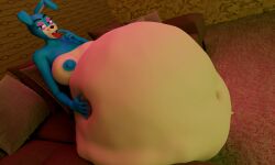 3d_(artwork) absurd_res android animatronic anthro belly belly_squish big_belly big_breasts blue_body breasts bunnnyboi digital_media_(artwork) fat_belly feet female five_nights_at_freddy's five_nights_at_freddy's_2 furniture hi_res huge_belly lagomorph leporid living_room looking_at_viewer looking_pleasured machine mammal multicolored_body nipples nude on_sofa oral_vore playful pointing_at_mouth pointing_at_tongue rabbit robot scottgames seductive sitting sitting_on_sofa sofa solo squish tongue tongue_out toy_bonnie_(fnaf) vore white_body