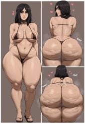 ai_generated areolae ass attack_on_titan big_ass big_breasts bikini breasts cellulite choker fat_ass flip_flops pieck_finger shingeki_no_kyojin taiga20 thick_thighs