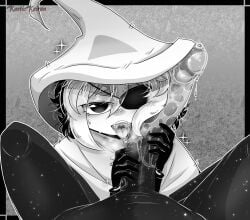 big_penis eyepatch fellatio hat hi_res in_stars_and_time kaotickeiran loop_(in_stars_and_time) monochrome mouth_open naughtykeiran nonbinary penis pov siffrin_(in_stars_and_time) tagme tongue tongue_out witch_hat