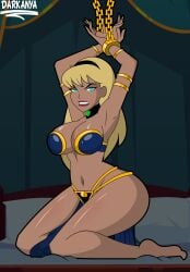 1girls big_breasts blonde_hair bondage breasts darkanya dc_comics dcau female hairband shackles solo supergirl