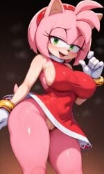 1girl ai_generated amy_rose big_breasts female female_only pixai pussy sonic_(series) sonic_the_hedgehog_(series) wide_hips