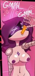 1girls 2d big_breasts boozy_uzi breasts drinking female female_only humanoid humanoid_female humanoid_only murder_drones nipples purple_nipples robot robot_girl robot_humanoid screen_face solo toyslasher uzi_(murder_drones) vodka wumpa_fruit