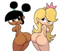 2girls ass_to_ass blonde_hair dark-skinned_female large_ass light-skinned_female lola_mbola naked rexon02 robotboy self_upload