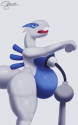 1girls anthro anthrofied avian belly big_belly big_breasts breast_milking breasts chubby female female_only huge_breasts j5furry lactation large_ass legendary_pokémon lugia milk milking_machine nintendo open_mouth pokemon pokemon_(species) pokemon_gsc pregnant side_view solo_focus text thick_thighs video_games watermark wide_hips