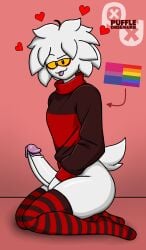 1boy 1gay 1male artist artist_logo bisexual bisexual_flag bisexual_male gay gay_flag gay_male long_socks male_only penis puffle puffle_dreemurr(puffledreemurr) puffledreemurr sweater white_fur