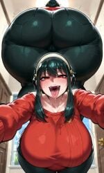 ai_generated big_ass big_breasts curvy from_below huge_ass huge_breasts huge_thighs looking_at_viewer pov prevore saliva sleepyshark spy_x_family thick_thighs voluptuous vore yor_briar yor_forger