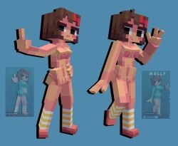 3d :3 accurate_art_style alternate_version_available areolae blocky_body breast breasts cubic_body cubic_breasts female female_focus linky_playz middle_finger minecraft molly_(linkyplayz) nude oc original_character peace_sign posing self_upload tagme youtube