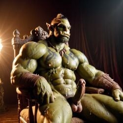 ai_generated bara big_muscle big_penis erection green_skin huge_cock ia_generated male muscular_male orc orc_male orced penis