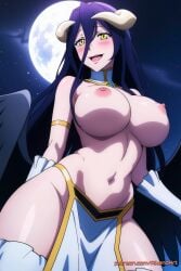 1girls ai_generated aikenoart albedo_(overlord) areolae big_breasts black_hair blush breasts female female_focus female_only horns huge_breasts large_breasts looking_pleasured nipples overlord_(maruyama) showing_breasts succubus succubus_horns succubus_wings wings yellow_eyes