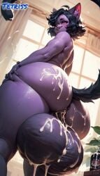 ai_generated ass_grab back back_view big_areola big_ass big_balls big_butt big_penis big_thighs black_hair black_tail butt_grab cat_ears cat_humanoid cat_tail catboy cum cum_from_anal cum_from_ass cum_on_ass cum_on_balls cum_on_body cum_on_butt cumdrip dripping_cum dripping_semen felid felid_humanoid feline femboy femboy_focus femboy_only gigantic_ass gigantic_balls gigantic_butt gigantic_thighs girly girly_boy grabbing grabbing_ass grabbing_butt humanoid humanoid_focus humanoid_genitalia humanoid_penis looking_at_viewer pov pov_eye_contact purple_fur semen_in_anus semen_on_ass solo solo_anthro solo_femboy solo_focus tail terry_(tetriss) tetriss