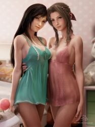 2025 2girls 3d aerith_gainsborough babydoll babydoll_lingerie bed bedroom big_plushie billyhhyb black_hair braided_hair brown_hair covered_breasts detailed_background duo female female_only final_fantasy final_fantasy_vii final_fantasy_vii_remake front_view green_eyes hand_around_waist indoors legs_crossed lingerie lingerie_only long_hair looking_at_viewer medium_breasts moogle multiple_girls nightie no_nude no_nudity non-nude non_nude plushie polka_dot_background posing red_eyes red_lipstick ribbon_in_hair sfw skinny skinny_female smile standing tied_hair tifa_lockhart very_long_hair