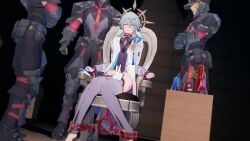 bondage bondage_gear chains chair cum cumming dildo functionally_nude gay halo head_wings honkai:_star_rail honkai_(series) ipc_grunt_(honkai:_star_rail) longer_than_30_seconds longer_than_one_minute partially_clothed sunday_(honkai:_star_rail) tagme video wings yaoi