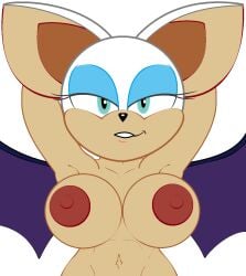 anthro areola bat big_ears big_nipples blue_eyeliner blue_eyes breasts dark_nipples eyelashes eyeliner female fur furry hi_res humanoid lil_scooter56 makeup mammal mobian_(species) multicolored_body multicolored_fur narrowed_eyes navel nipples nude rouge_the_bat sega simple_background small_waist smile solo sonic_(series) sonic_the_hedgehog_(series) tan_body tan_fur tan_skin two_tone_body two_tone_fur white_body white_fur wings