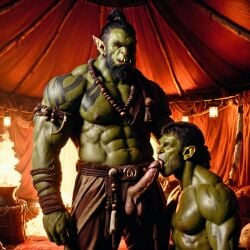 ai_generated bara big_muscle big_penis erection green_skin huge_cock male muscular_male orc orc_male orced penis