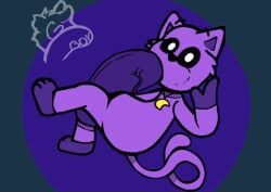 catnap_(poppy_playtime) feline_humanoid geno_boy hyper hyper_penis poppy_playtime poppy_playtime_(chapter_3) purple_body simple_background small_but_hung smiling_critters