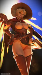 1girls 3d blonde_hair breasts effectsmaster231 female female_only mercy overwatch pussy solo