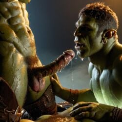 ai_generated bara big_muscle big_penis erection green_skin huge_cock male muscular_male orc orc_male orced penis